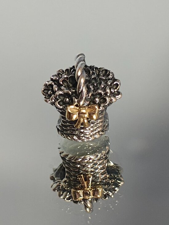 Pandora Jewelry - Authentic Pandora Forever Bloom Basket 790960 Retired 14K Gold Sterling Charm